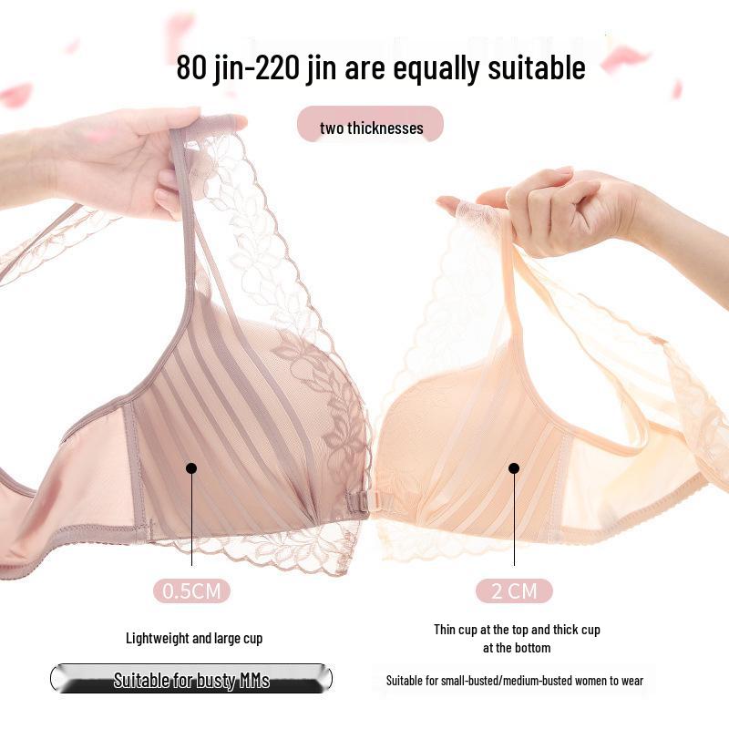 Wirefree Plus Size Front Closure Anti-Sag Push-Up Bra Set for Beautiful Back