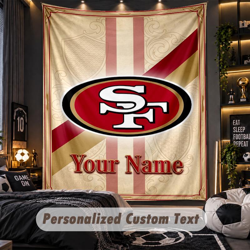 TapestrySan Francisco 49ers Custom Name Text Personalized Wall Hanging Tapestry Home Wall Decor