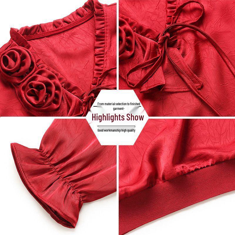 2025 Spring Wedding Banquet Top for Mother-in-law: Elegant Mid-Aged & Elderly Long-Sleeve Shirt