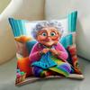 1Pc Funny Knitting Grandma Print Throw Pillow Cover,Suitable For Sofa,Bedroom,Living Room,A Heartwarming Gift For Seniors