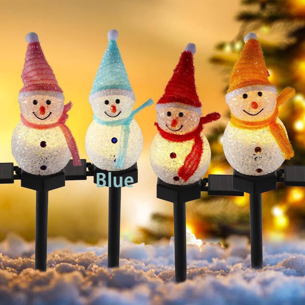 Solar Christmas Snowman Lights Garden Atmosphere Decorative Lights Waterproof Resin Garden Lights Landscape Lights Lawn Floor Insert Lights