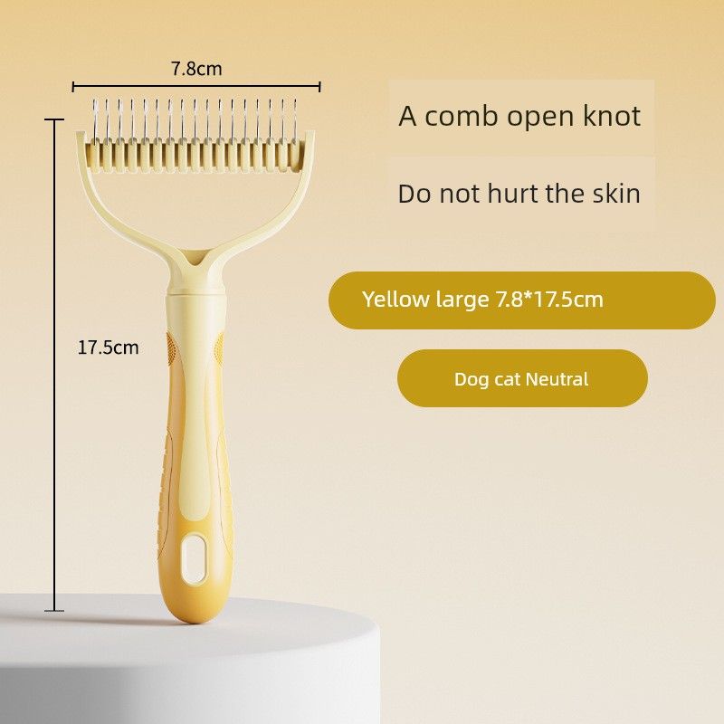 

New Arrival Pet Double-Sided Knot Untying Comb Dog Comb Dog Anti-Knotting Comb Cat Hair Removal Knot Untying Comb Pet Supplies Yellow Large Pet Hair Removal Comb
