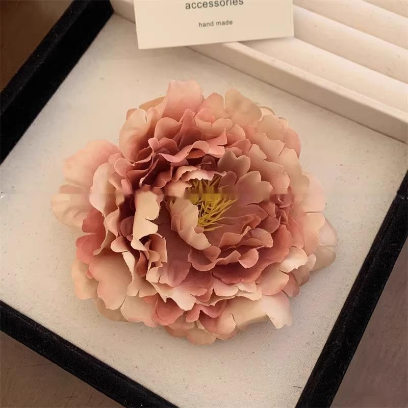 

Red Peony Hair Clip Flower Bangs Antique Style Photo Prop Straightener Western Clipper Accessory
