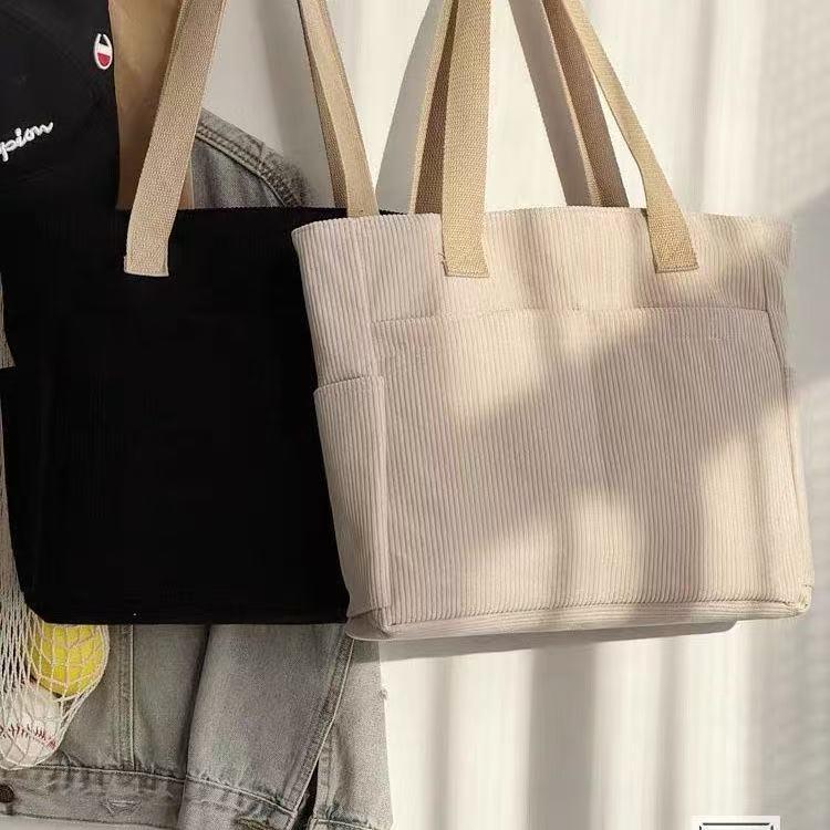 Large Capacity Corduroy Tote: Autumn/Winter 2025 Versatile Commuter Shoulder & Crossbody Bag