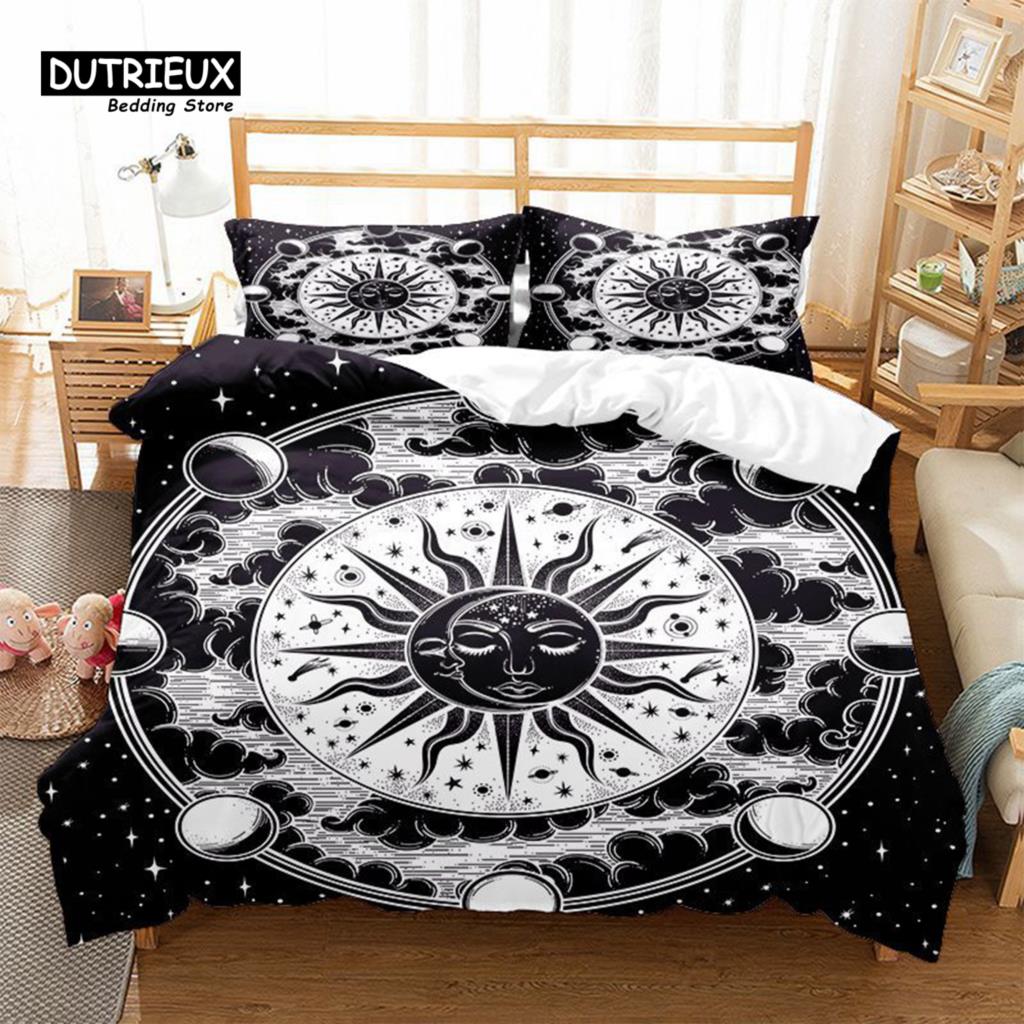 Hamsa Hand Duvet Cover Boho Exotic Sun And Moon Bedding Set Luxury Galaxy Astrology Comforter Cover Full Queen For Adults Kids