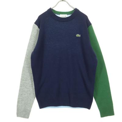 Wool One-point Logo Crazy Pattern Long Sleeve Sweater Multicolor Men's Used