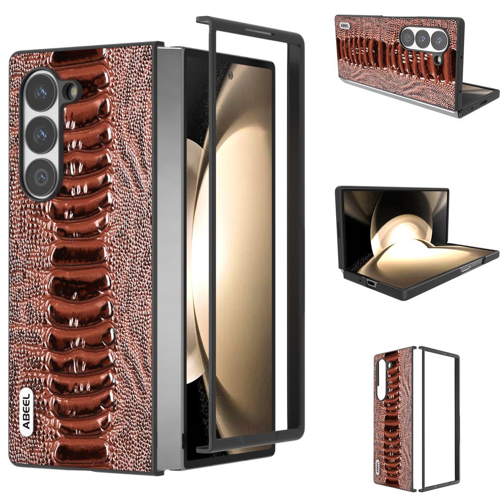 Für Samsung Galaxy Z Fold6 5G Hülle Krokodiltextur Echtes Rindsleder Rückseite