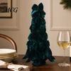 Dining Table Christmas Centerpiece Velvet Bow Tree Decoration, Shaped Photo-ready Decor Tabletop Ornament for Fireplace Window Holiday Stacked