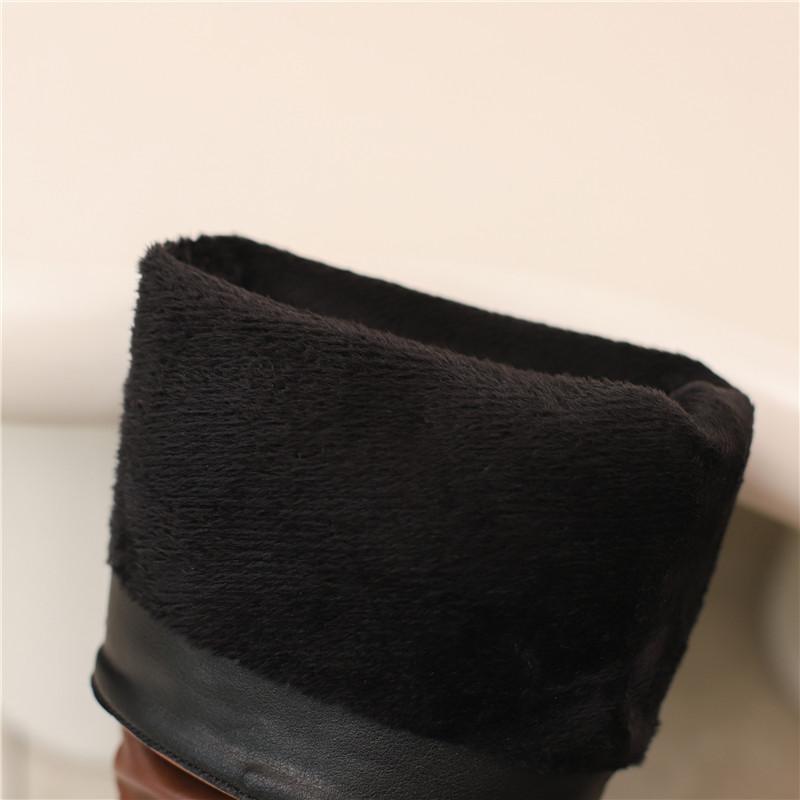 Women's High-heeled Boots Autumn and Winter Thick-heeled Large-size Casual Boots Roman Medium Boots