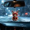 Cat Lover Christmas Presents Santa Ornament Acrylic Car Mirror Hanging Decor with Small Holiday Decorations Reindeer Antlers 2D Cute Bag Charm