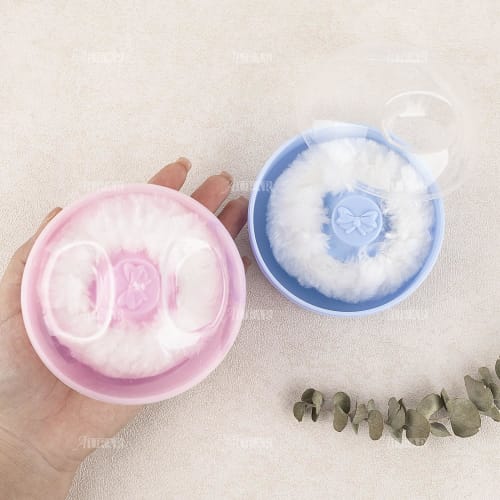 AUEAR Body Cosmetic Puff Sponge Box Case Container, Set of 2, 3.74x2.95 Inches, for After-Bath Use