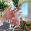 Fluffy Gradient Stuffed Alpaca Keychain Plush Durable Metal Clasp Cute Bag Charm for Daily Wear Accessory