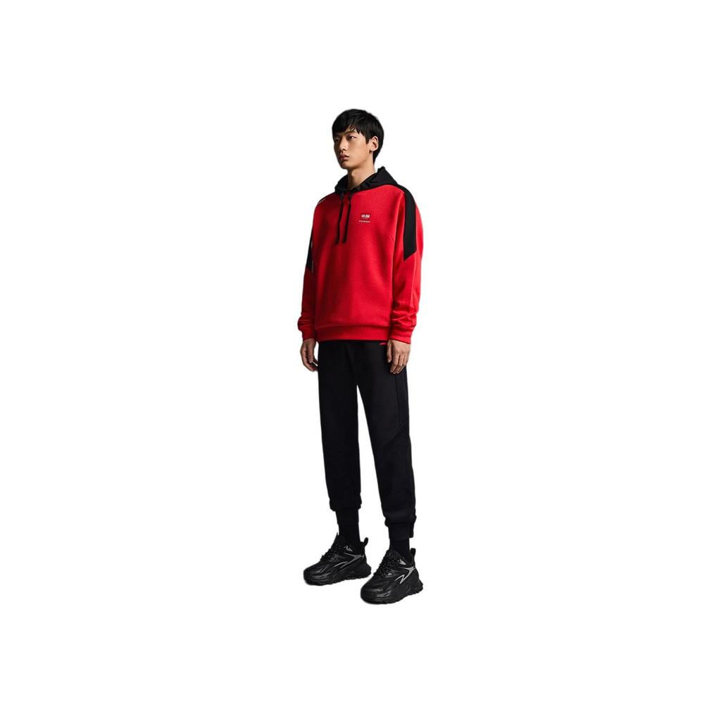 Anta Training Series Wide Stripe Design Logo Pullover Long Sleeve Sweatshirt Men Sweatshirt Red 952237715-2