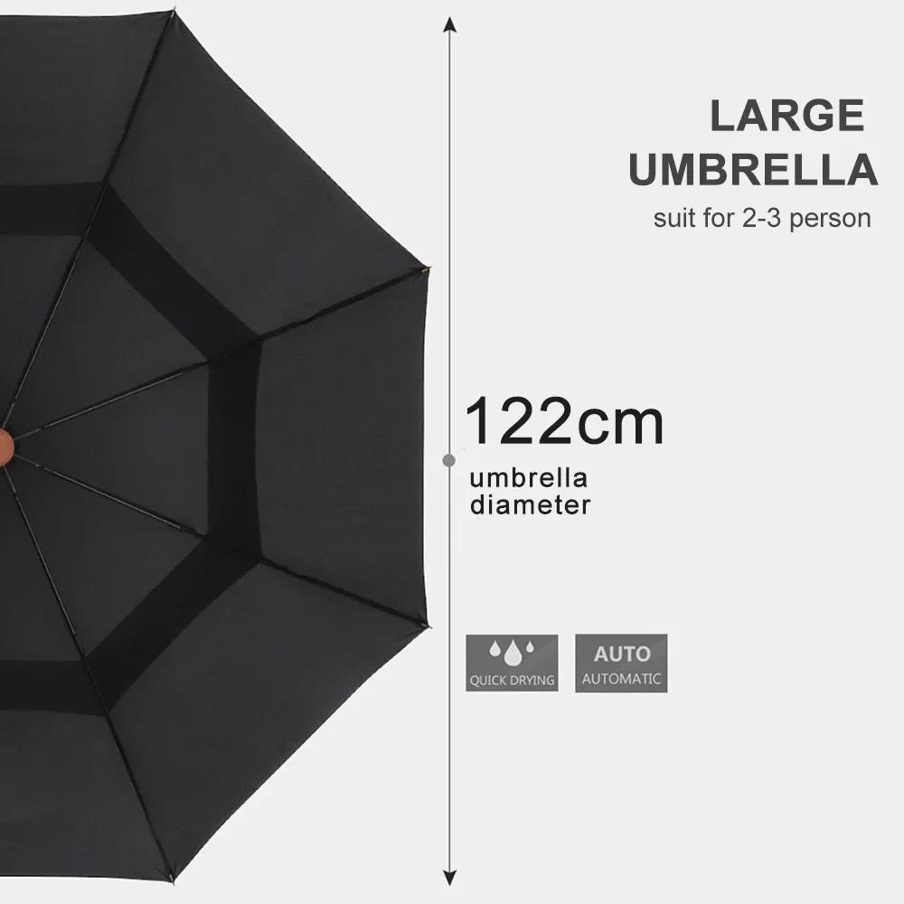 Wooden Long Umbrella Male Big Size Windproof Golf Umbrella for Men Business Style Large Rain Umbrellas Corporation