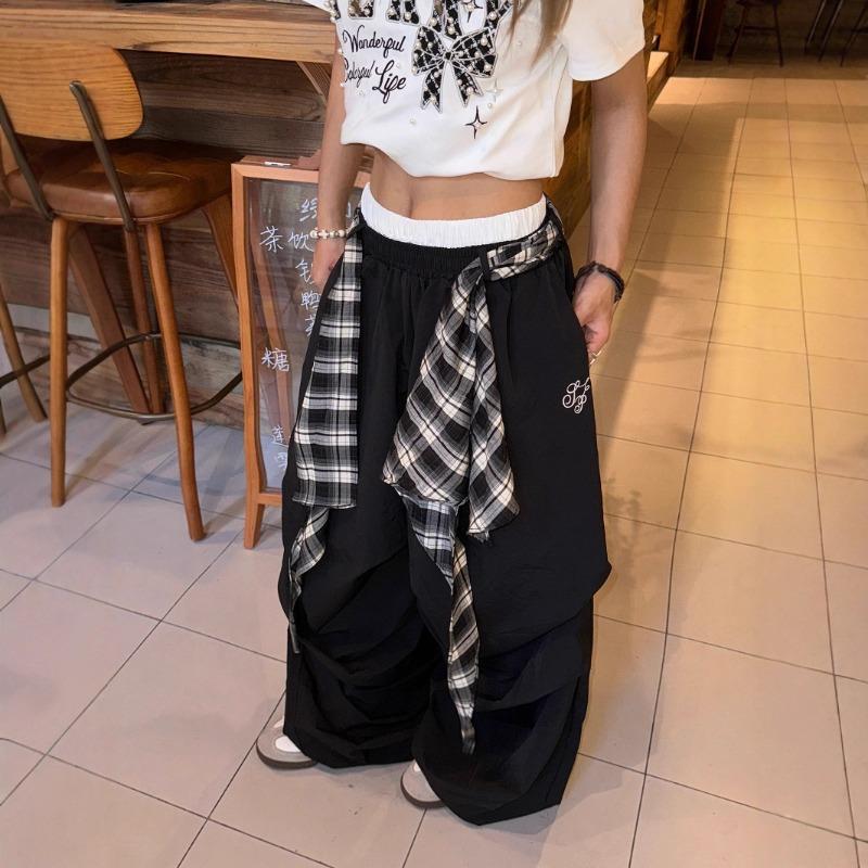Pants with Women's Summer New Retro Street Mid-waist Thin Straight Casual Drape Wide-leg Pants