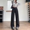 Women's Plus Velvet Patchwork Wide-Leg Jeans: Loose, Slimming, Floor-Length Fashion for Autumn and Winter.