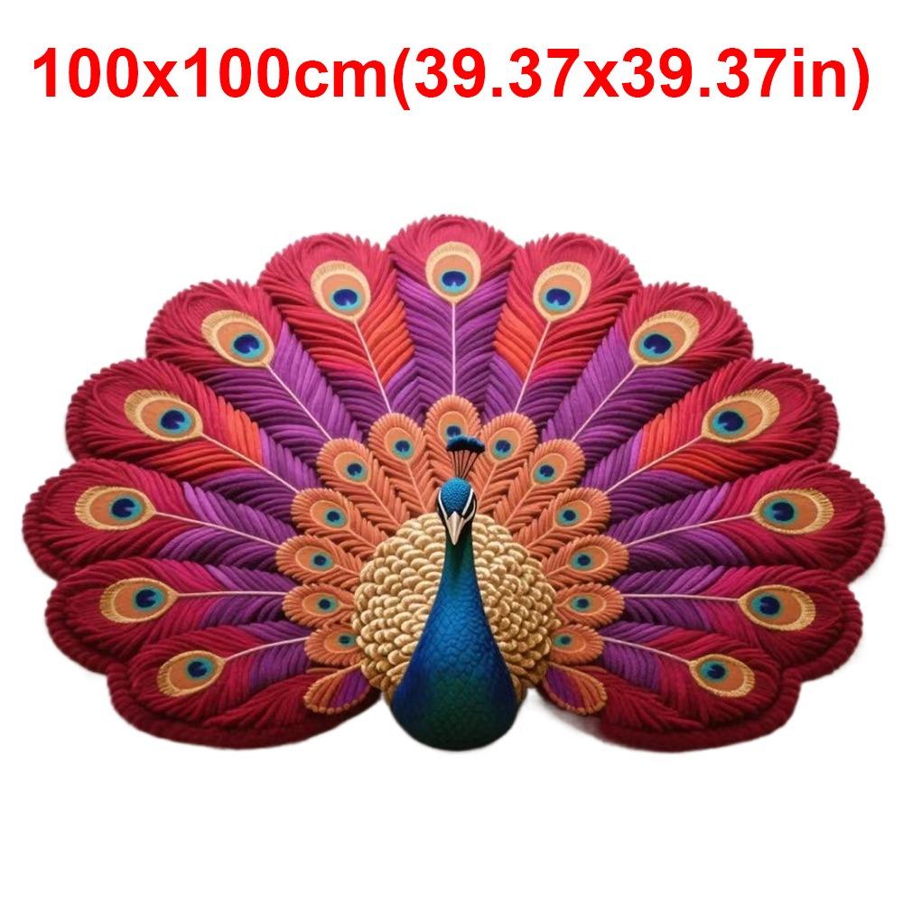 Soft Peacock Carpet Non-slip Bathroom Floor Mat Portable Blanket  for Living Room Tea Table Bedside