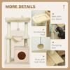 Cat Tree 90cm Cat Tower With Sisal Scratching Posts Cat Condo Hammock Top Perch And 2 Hanging Toys For Cats Beige