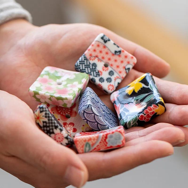1pc Painted Square Incense Stick Holder Japanese Retro Pattern Incense Base Tea Ceremony Accessories Home Decoration