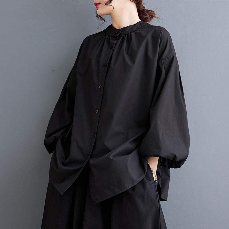 

сорочки та блузки великих розмірів для блузок Повсякденні вільні весняно-літні топи жіночі сорочки на ґудзиках чорний