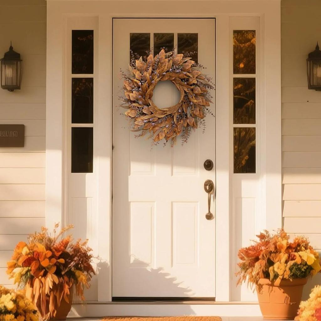 HalloweenAutumn Flower Wreaths, Pumpkin And Berry Door Hangings, HarvestFestival Rattan Rings
