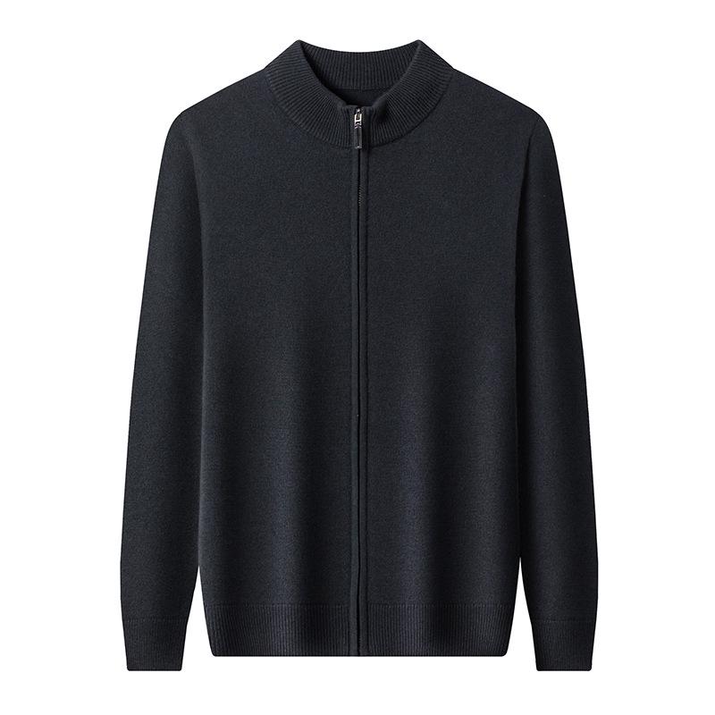 Men's 100% Pure Wool Thickened Cardigan Jacket - 600g High-End Zipper Sweater