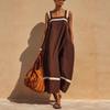 Damen Gestreifter Colorblock Jumpsuit Weite Hosen Ärmellos Quadratischer Ausschnitt Lässig Lockerer Fit Romper