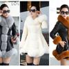 Ladies Winter Faux Fox Fur Leather Coat Warm Fluffy Hoodie Thick Overcoat Plus Size Jacket Slim Fit