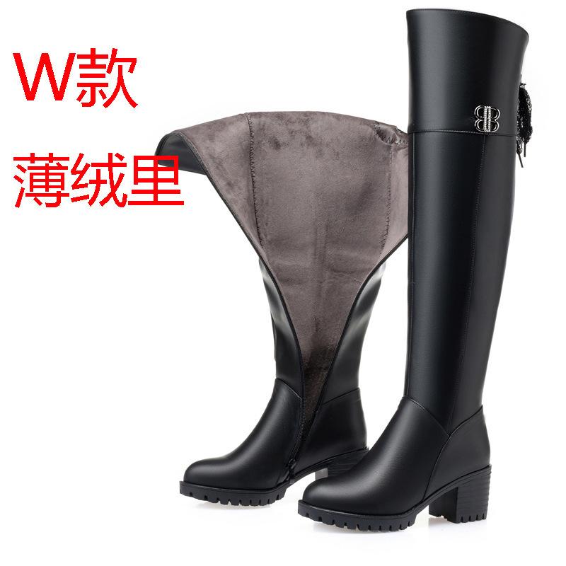 High Heel Leather Boots Coarse Heel Horse Boots Legs Boots Children's Winter Wool Over Knee Boots Large Size Women's High Boots