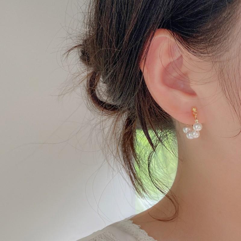 French Baroque Special-Shaped Pearl Pendant Earrings Women'S Niche Fashion Versatile Design Sense Knotted Earrings Earrings