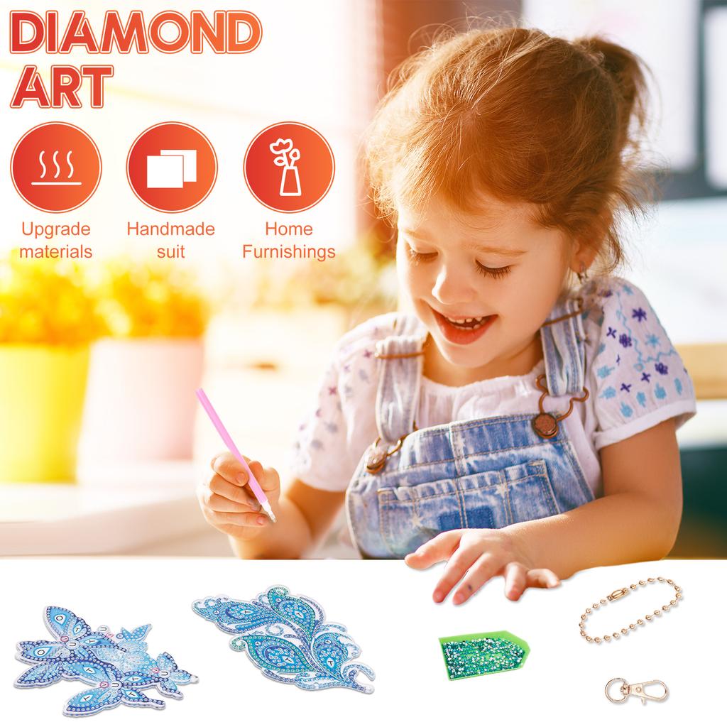 3Pcs Diamond Art Kit for Kid Wind Chime Craft DIY Sun Catcher Crystal Pendant with Diamond Pen Hang On Window Ceiling Balcony