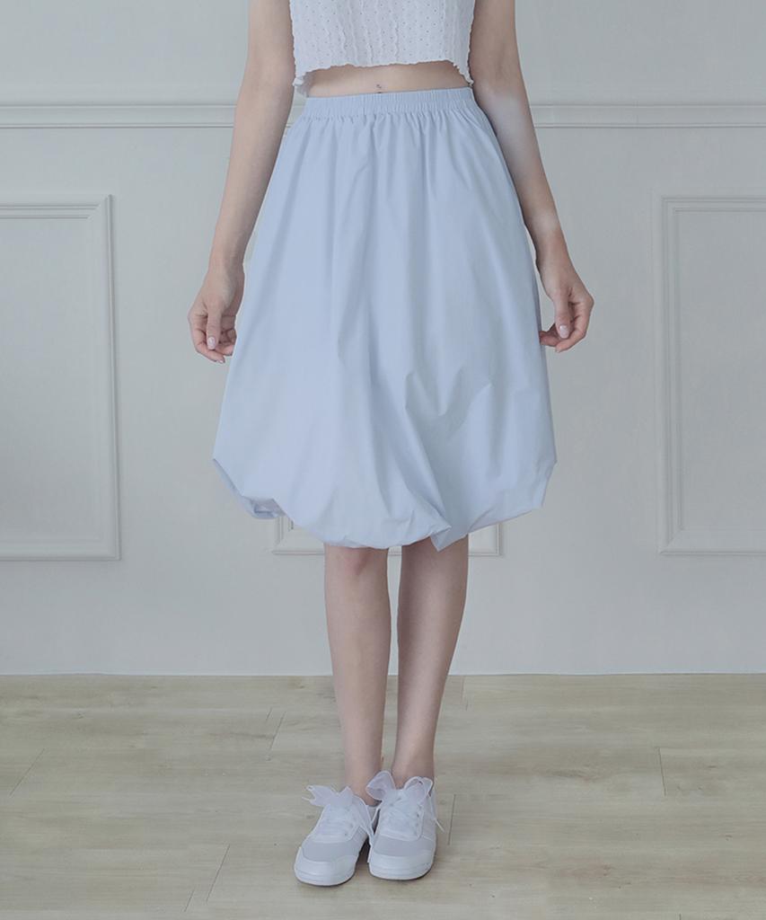 Keulleiseu Elastic Waist Volume Skirt_White