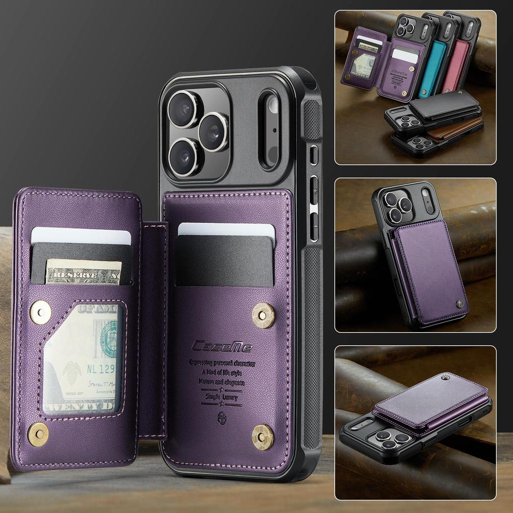 CaseMe-C22 Protective Skins For iPhone  17/17 Air/17 Pro/17 Pro Max , Luxury PU Leather Case Wallet Card Holder Phone Cover for Woman Man