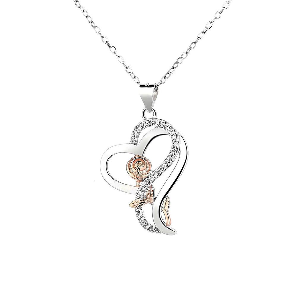 Wrapped heart two-color rose pendant jewelry simple necklace