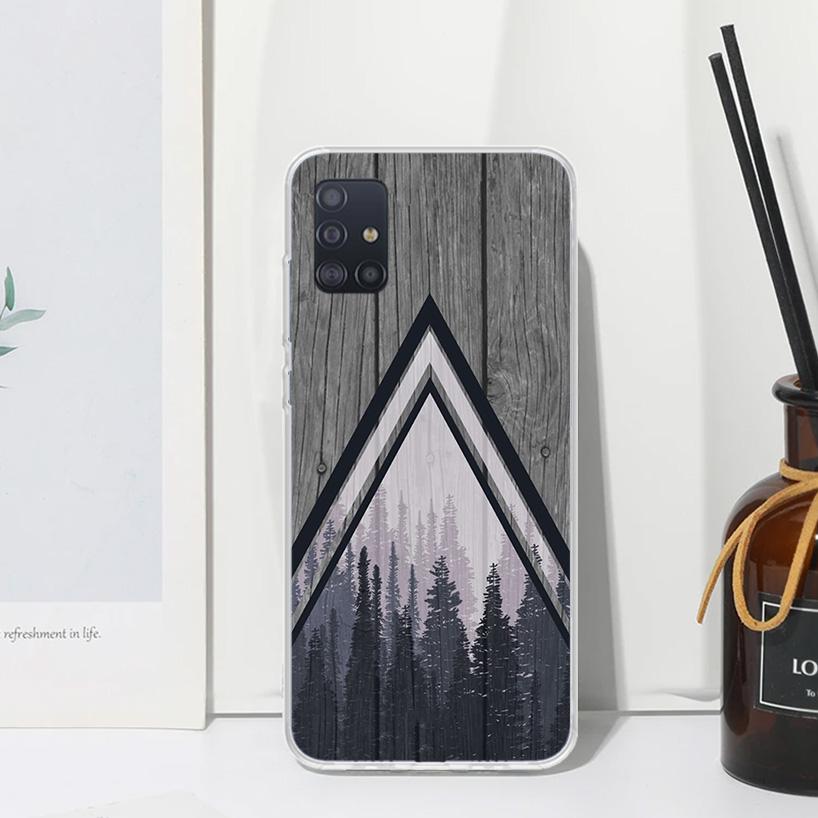 Forest Geometry Wood Nature Phone Case For Samsung Galaxy A52 A42 A32 A22 A12 A02S A72 A51 A50S A41 A31 A21S A71 A40 A30S A20S A