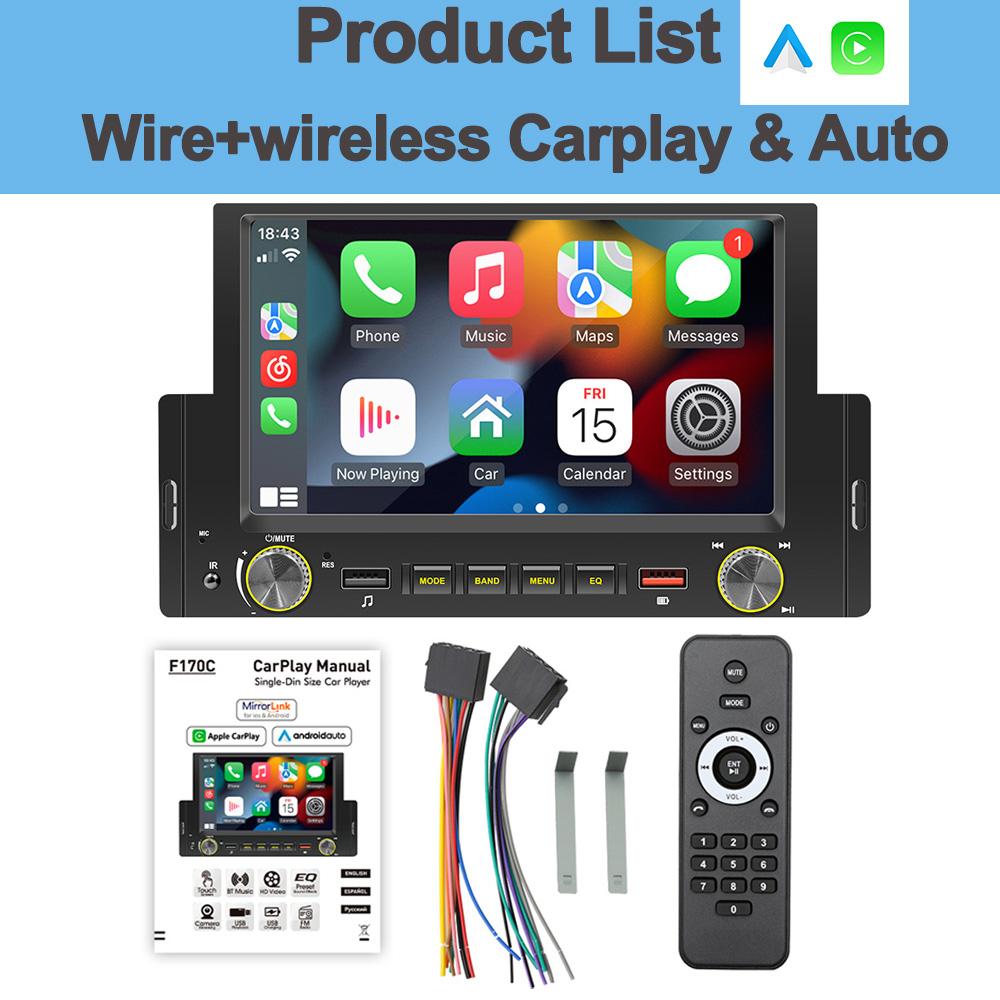 

6,2-дюймовый проводной и беспроводной CarPlay 1Din, Android, автоэкран, радио, автомобильная стереосистема BT MP5, автомобильная аудиосистема с 2 USB, автомобильные аксессуары