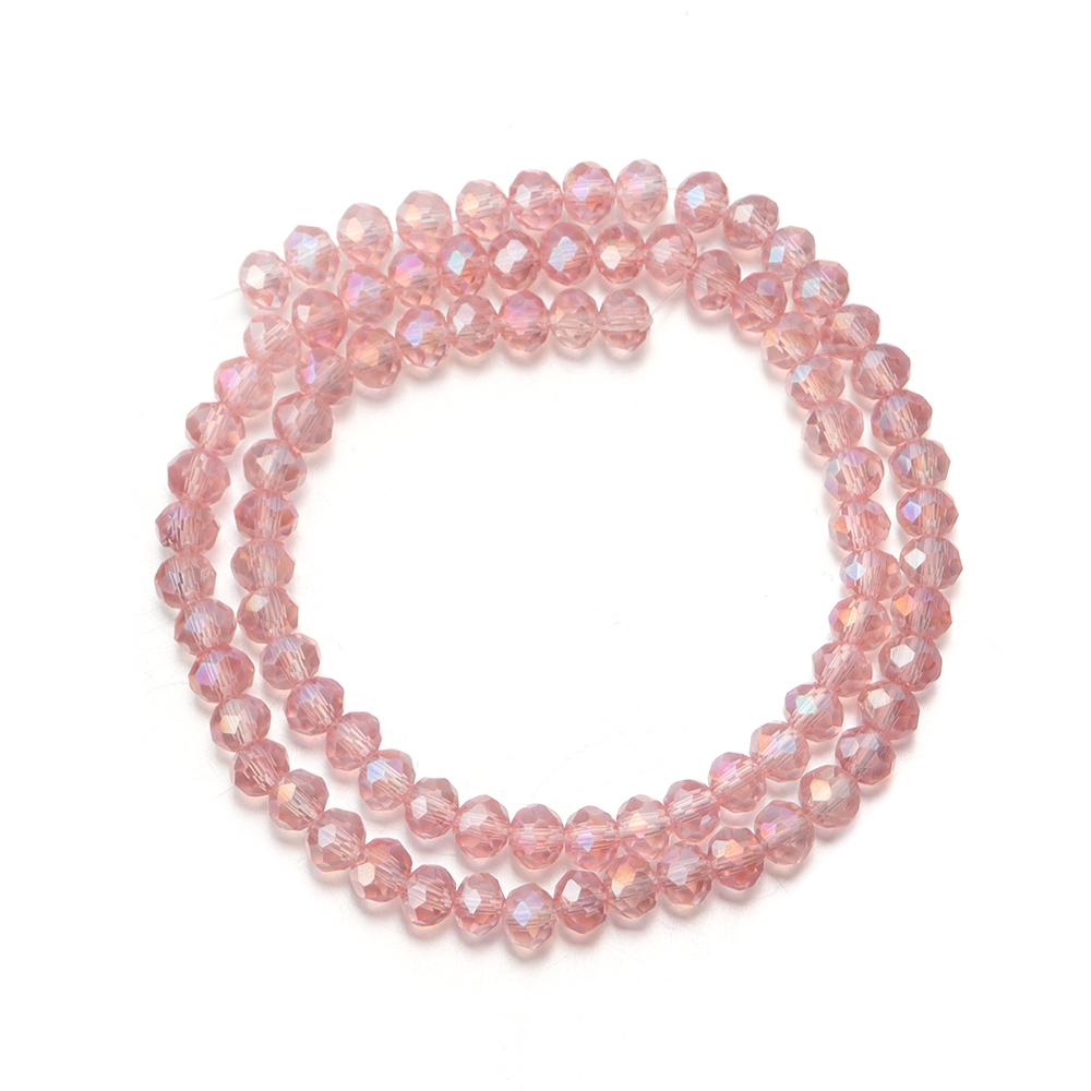 3 4 6 8 10mm Rondelle Faceted Crystal Beads Transparent Water Pink Glass Loose Beads For Jewelry Making DIY Bracelet Necklace