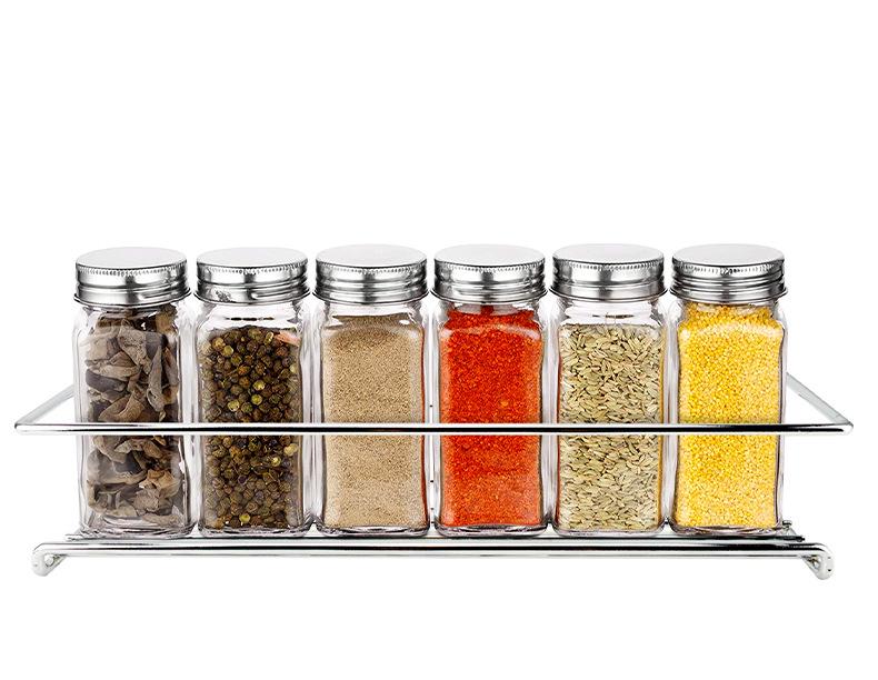 Raft de condimente din oțel inoxidabil fără găurire - Depozitare bucătărie pentru sticle de condimente