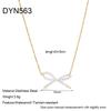 French bow imitation pearl collarbone chain women's stainless steel plated 18k gold necklace does not fade light luxury niche