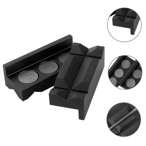 MUTEKI Splitter Vise Jaw Protective Insert, Magnetic Vise Jaw Pad Cover with Aluminum Alloy Line (Black)
