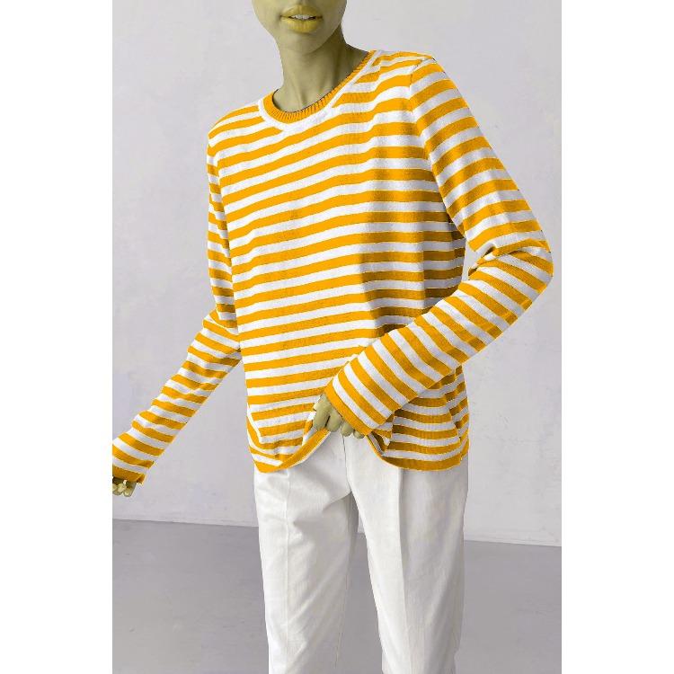 Round Neck Knit Striped Jumper Spring Summer Hundred Classic Retro Striped Pullover Jumper Women Blend Comfortable Undercoat Long Sleeves Sweater