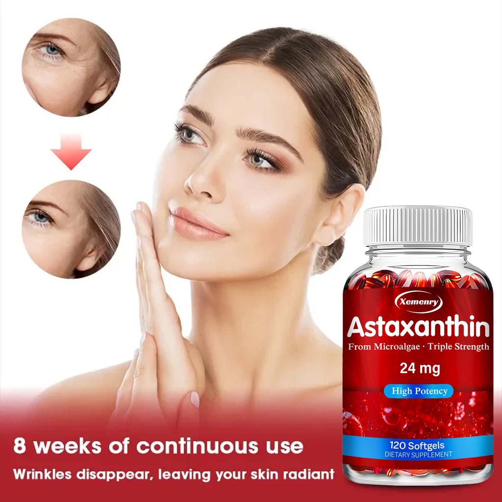 Astaxantin 24 mg - Kraftfull antioxidant, för hud, ögon, hjärta, hjärna, leder