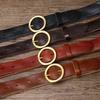 Retro couple style circle buckle leather needle buckle pure cowhide versatile men's and women's denim belt