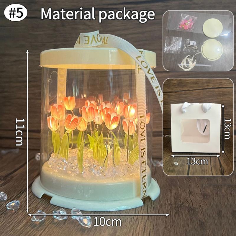Cake Tulip Nightlight Gifts DIY Material Pack Creative Valentine's Day Gift Handmade Tulip Decoration Cake Box Gift Bag Set