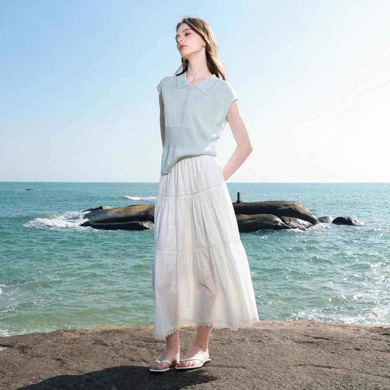 Women's Lightweight Embroidered Lapel Knit Top