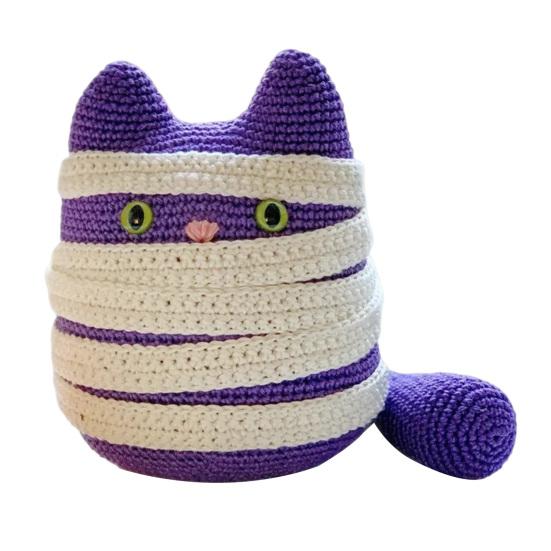 Halloween Crochet Kit for Beginners Crochet Cat Pumpkin DIY Kit Crocheted Animal Craft Kit Halloween Gifts for Adults Kids