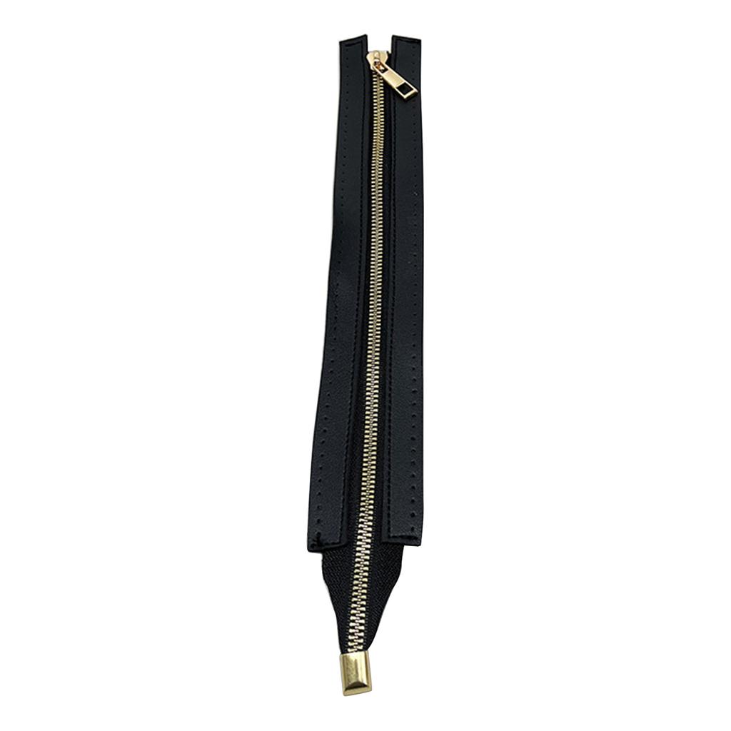 30cm PU Leather Zipper with Holes Metal Zipper DIY Zipper Replacement Hardware Zipper Accessories for Sewing Handbag
