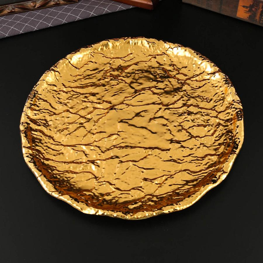 Европейский круглый поднос, изысканная фруктовница, тарелка с рисунком «Пномпень», бытовая посуда для гостиной, десертная тарелка, маленькая тарелка, тарелка для димсамов. extra large