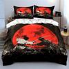 Samurai Duel Under Red Moon Bedding Duvet Cover Set  (1*Duvet Cover 2*Pillowcases, without duvet insert)