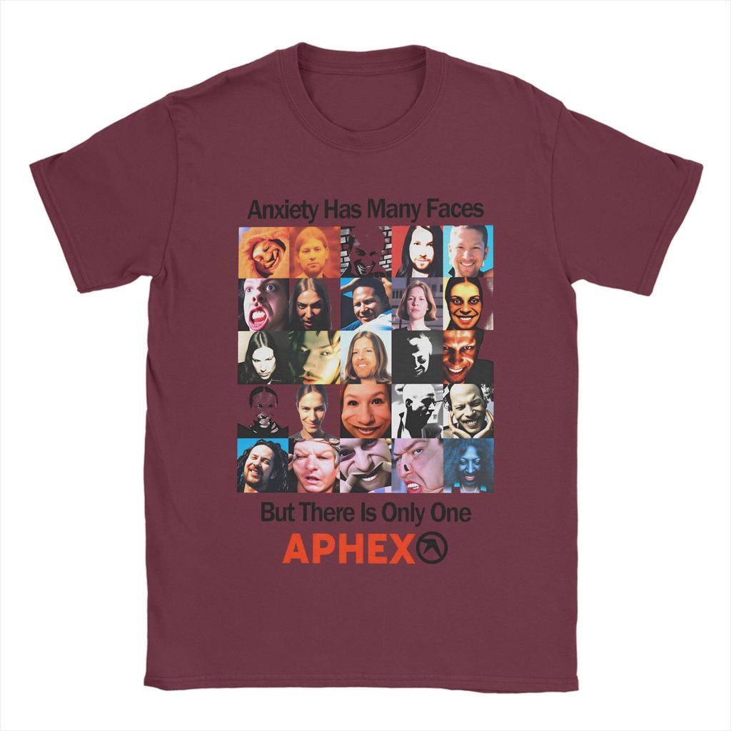 Anxiety Has Unisexy Faces Aphex Twin Unisex T Shirt Funny Tee Shirt Short Sleeve Crewneck TShirt Cotton Summer Clothes